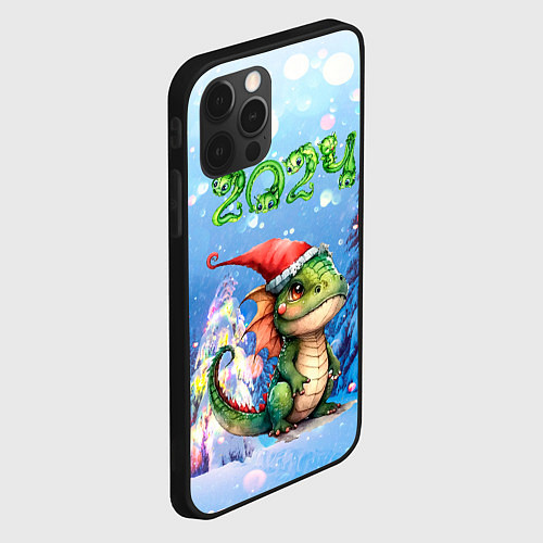 Чехол iPhone 12 Pro Max Маленький дракончик новый год / 3D-Черный – фото 2