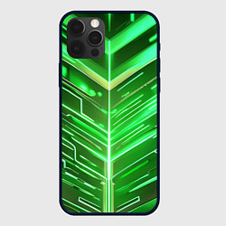 Чехол iPhone 12 Pro Max Зелёные неон полосы киберпанк