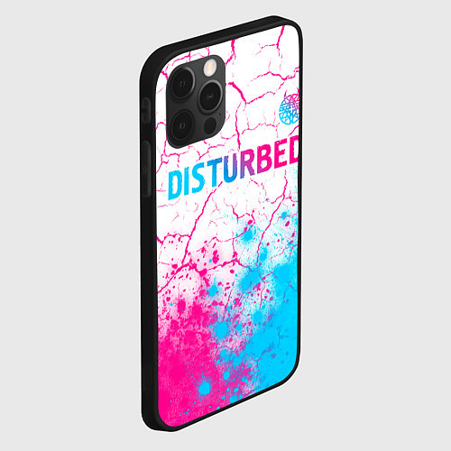 Чехол iPhone 12 Pro Max Disturbed neon gradient style посередине / 3D-Черный – фото 2