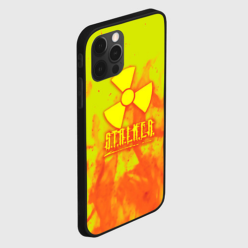 Чехол iPhone 12 Pro Max Stalker yellow flame / 3D-Черный – фото 2