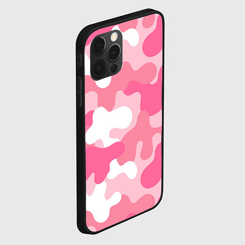 Чехол iPhone 12 Pro Max Камуфляж розовый / 3D-Черный – фото 2