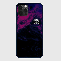 Чехол для iPhone 12 Pro Max Тойота на фоне сиреневого дыма, цвет: 3D-черный