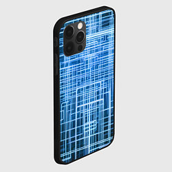 Чехол для iPhone 12 Pro Max Синие неоновые полосы киберпанк, цвет: 3D-черный — фото 2