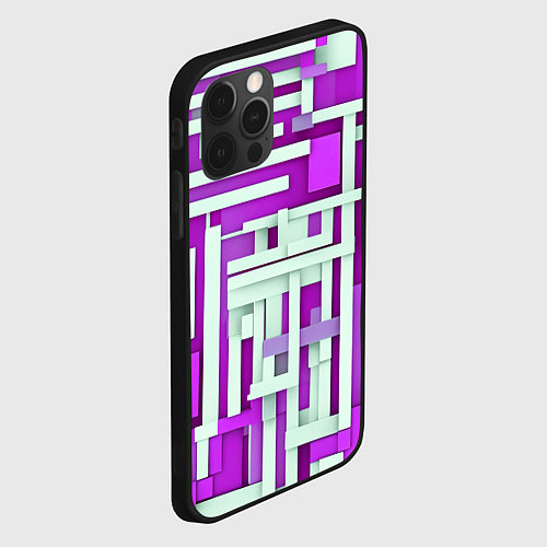 Чехол iPhone 12 Pro Max Полосы на фиолетовом фоне / 3D-Черный – фото 2