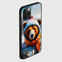 Чехол для iPhone 12 Pro Max Бурый медведь в зимней одежде, цвет: 3D-черный — фото 2