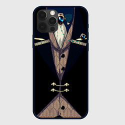 Чехол для iPhone 12 Pro Max Фрак тёмный с цепочками и брошью, цвет: 3D-черный