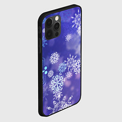 Чехол для iPhone 12 Pro Max Крупные снежинки на фиолетовом, цвет: 3D-черный — фото 2