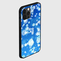 Чехол для iPhone 12 Pro Max Декоративные снежинки на синем, цвет: 3D-черный — фото 2