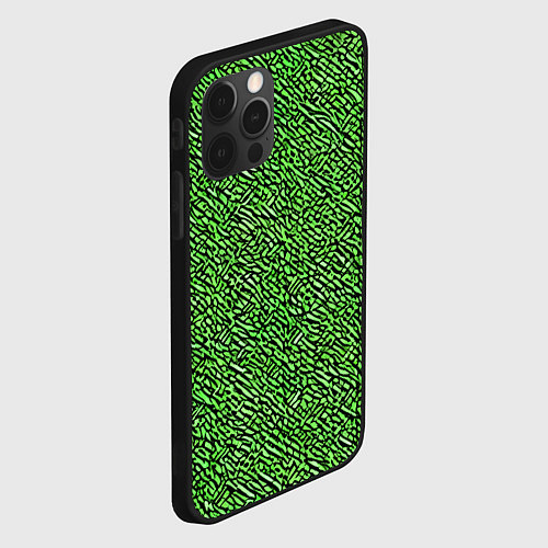 Чехол iPhone 12 Pro Max Чёрные и зелёные мазки / 3D-Черный – фото 2
