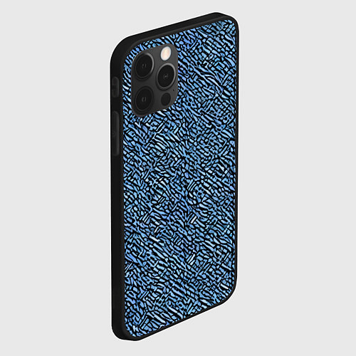 Чехол iPhone 12 Pro Max Чёрные и синие мазки / 3D-Черный – фото 2