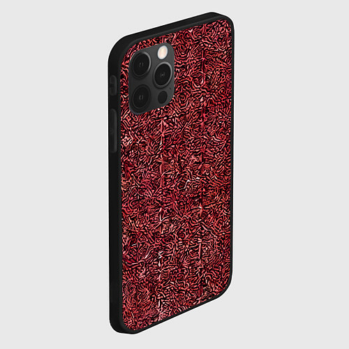 Чехол iPhone 12 Pro Max Чёрные и красные мазки / 3D-Черный – фото 2