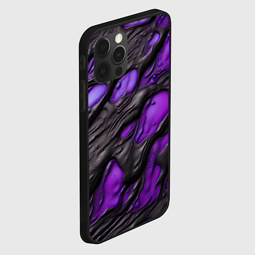 Чехол iPhone 12 Pro Max Фиолетовая текучая субстанция / 3D-Черный – фото 2