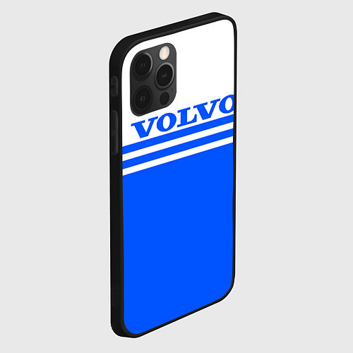 Чехол iPhone 12 Pro Max Вольво - две синии полосы / 3D-Черный – фото 2
