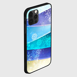 Чехол для iPhone 12 Pro Max Абстрактный синий волнистый фон со снежинками, цвет: 3D-черный — фото 2