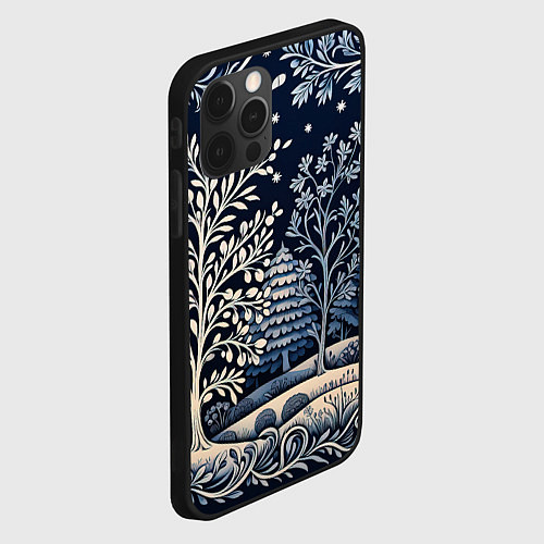 Чехол iPhone 12 Pro Max Ледяные узоры нового года / 3D-Черный – фото 2