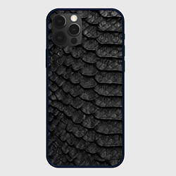 Чехол для iPhone 12 Pro Max Черная кожа рептилии, цвет: 3D-черный