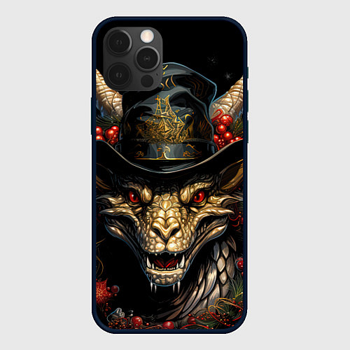 Чехол iPhone 12 Pro Max Волшебный дракон снега / 3D-Черный – фото 1
