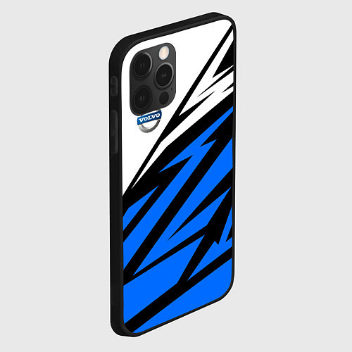 Чехол iPhone 12 Pro Max Volvo - white and blue / 3D-Черный – фото 2