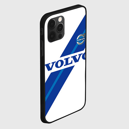 Чехол iPhone 12 Pro Max Volvo - white and blue / 3D-Черный – фото 2