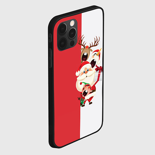 Чехол iPhone 12 Pro Max Новогодние персонажи / 3D-Черный – фото 2
