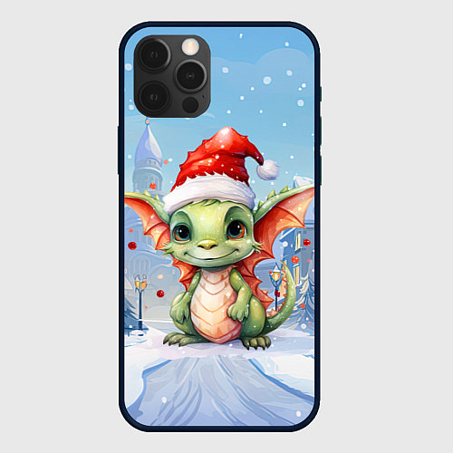 Чехол iPhone 12 Pro Max Дракон зимние дни / 3D-Черный – фото 1
