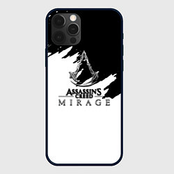 Чехол для iPhone 12 Pro Max Assassins creed mirage чернобелый, цвет: 3D-черный