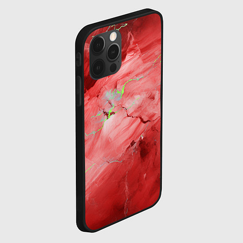 Чехол iPhone 12 Pro Max Красный мрамор / 3D-Черный – фото 2