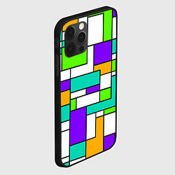 Чехол для iPhone 12 Pro Max Геометрический зелёно-фиолетовый, цвет: 3D-черный — фото 2