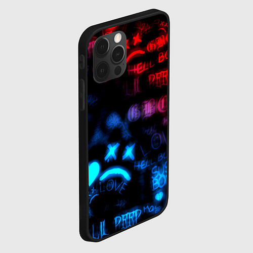 Чехол iPhone 12 Pro Max Lil peep neon rap music / 3D-Черный – фото 2