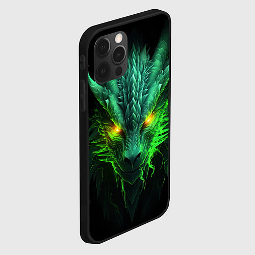 Чехол iPhone 12 Pro Max Светящийся зеленый дракон 2024 / 3D-Черный – фото 2