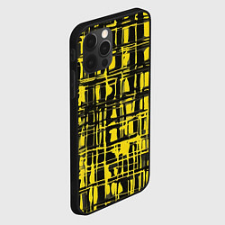 Чехол для iPhone 12 Pro Max Смазанная краска чёрная и жёлтая, цвет: 3D-черный — фото 2