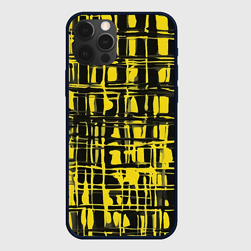 Чехол iPhone 12 Pro Max Смазанная краска чёрная и жёлтая / 3D-Черный – фото 1