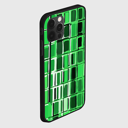 Чехол iPhone 12 Pro Max Зелёные прямоугольники / 3D-Черный – фото 2