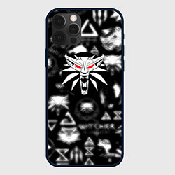 Чехол для iPhone 12 Pro Max Ведьмак логотипы серые, цвет: 3D-черный