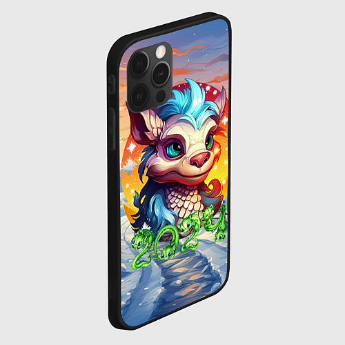 Чехол iPhone 12 Pro Max Новогодний дракон 2024 / 3D-Черный – фото 2