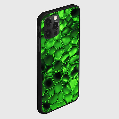 Чехол iPhone 12 Pro Max Зелёное стекло галькообразное / 3D-Черный – фото 2