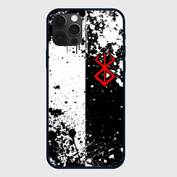 Чехол для iPhone 12 Pro Max Берсерк знак жертвы - черно-белые брызги, цвет: 3D-черный