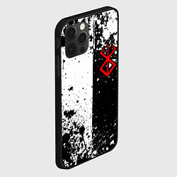 Чехол для iPhone 12 Pro Max Берсерк знак жертвы - черно-белые брызги, цвет: 3D-черный — фото 2
