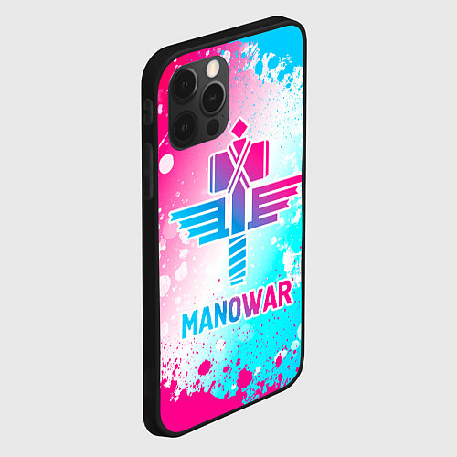 Чехол iPhone 12 Pro Max Manowar neon gradient style / 3D-Черный – фото 2