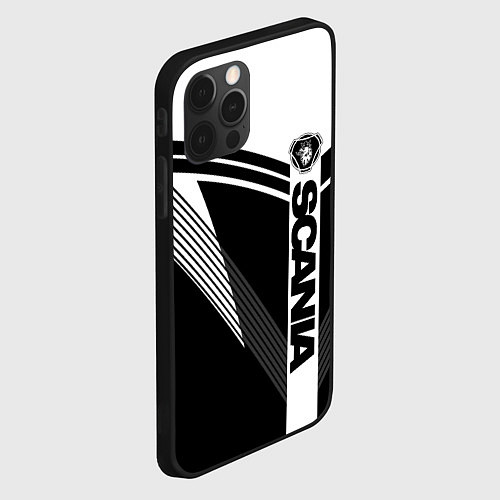 Чехол iPhone 12 Pro Max Scania логотип на абстрактном фоне / 3D-Черный – фото 2