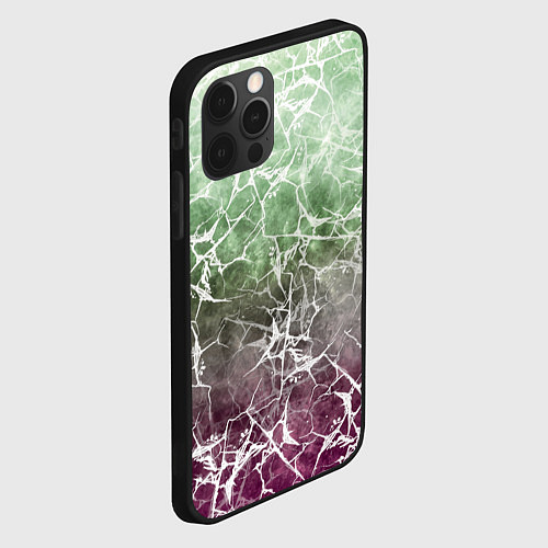 Чехол iPhone 12 Pro Max Абстракция - spider web on purple-green background / 3D-Черный – фото 2