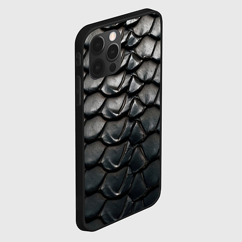 Чехол iPhone 12 Pro Max Текстура черного дракона / 3D-Черный – фото 2