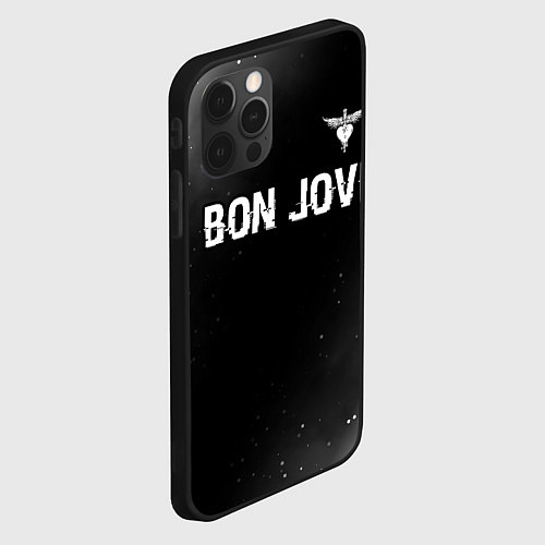 Чехол iPhone 12 Pro Max Bon Jovi glitch на темном фоне посередине / 3D-Черный – фото 2