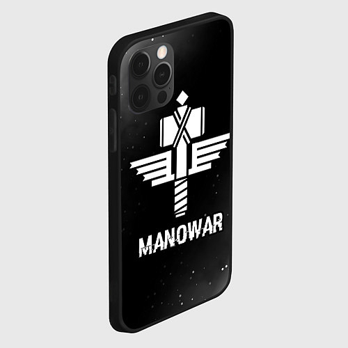 Чехол iPhone 12 Pro Max Manowar glitch на темном фоне / 3D-Черный – фото 2