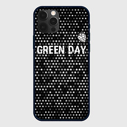 Чехол для iPhone 12 Pro Max Green Day glitch на темном фоне посередине, цвет: 3D-черный