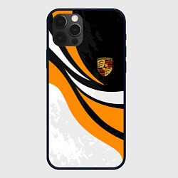 Чехол для iPhone 12 Pro Max Porsche - Оранжевая абстракция, цвет: 3D-черный