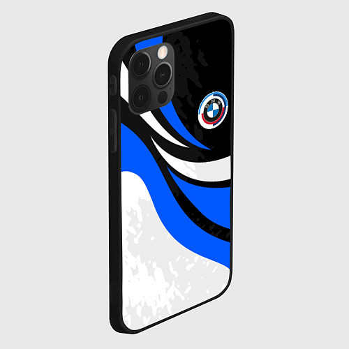 Чехол iPhone 12 Pro Max BMW - синяя абстракция / 3D-Черный – фото 2