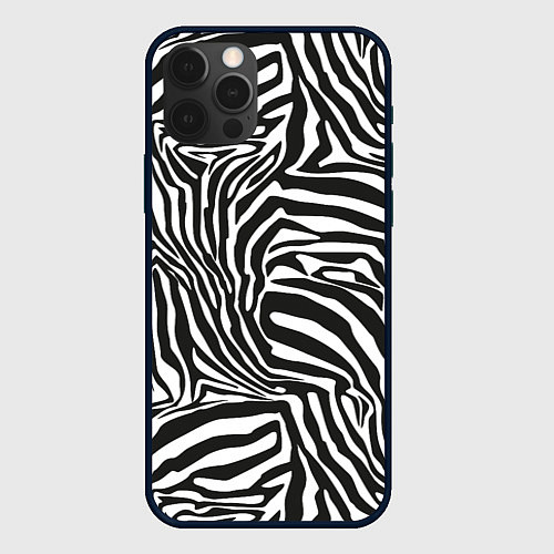 Чехол iPhone 12 Pro Max Шкура зебры черно - белая графика / 3D-Черный – фото 1