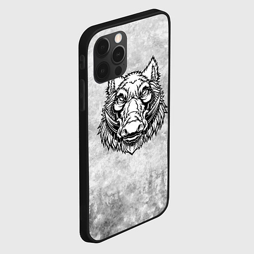 Чехол iPhone 12 Pro Max Texture - дикий кабан / 3D-Черный – фото 2