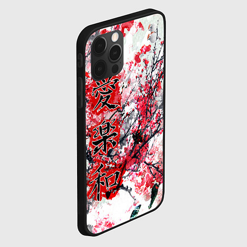 Чехол iPhone 12 Pro Max Японский стиль иероглифы / 3D-Черный – фото 2